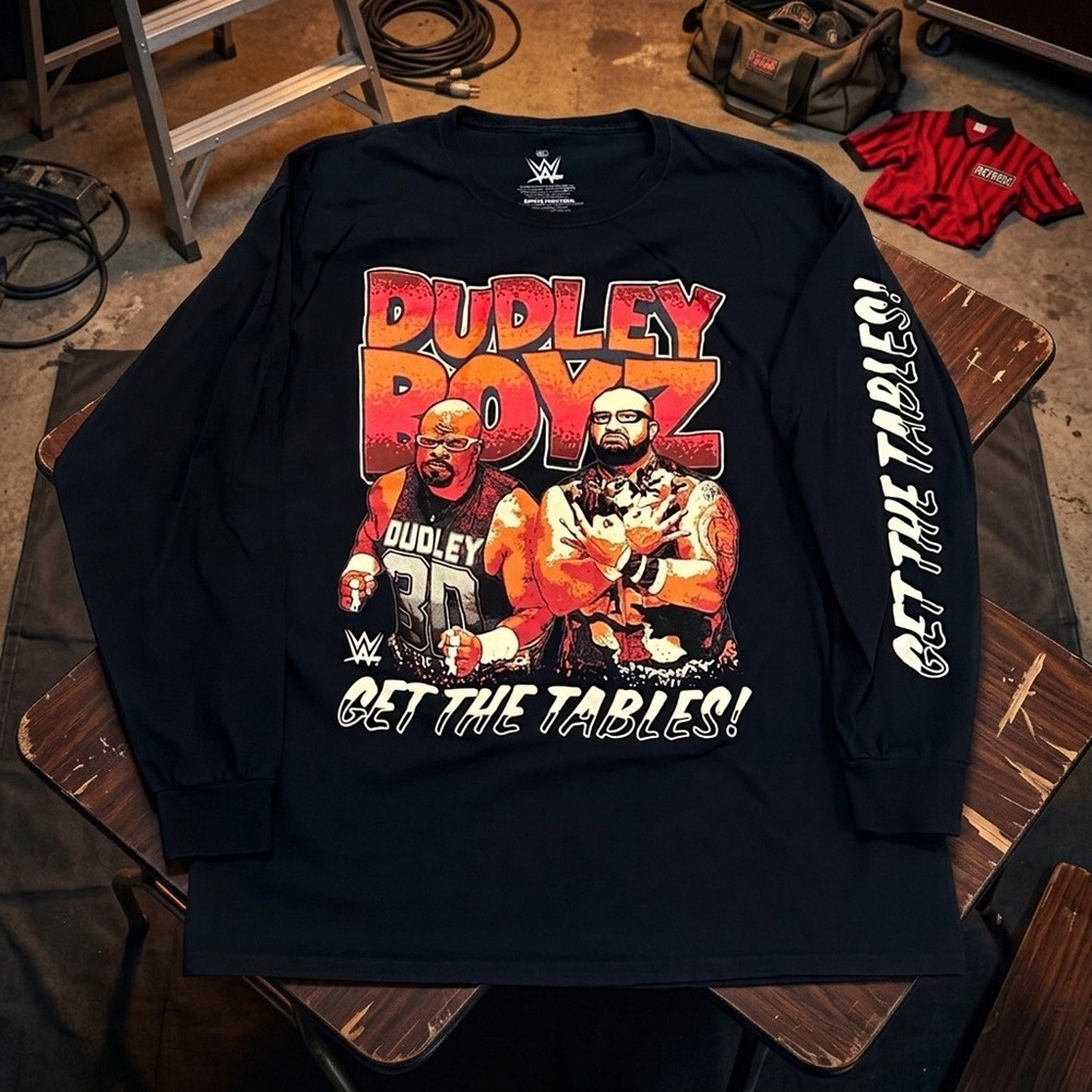 WWE Dudley Boyz Long Sleeve T-Shirt Men XL Get The Tables Ripple Junction Black